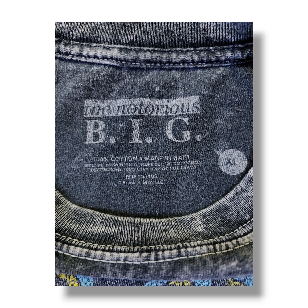 Notorious B.I.G. Biggie‎ "The What" Black Acid Wash Rap T-Shirt Men's XL - Picture 7 of 8